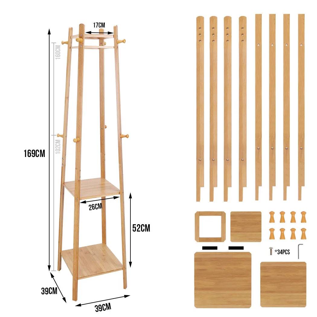 Bamboo Coat Rack Stand Elias - Coat Racks - KonnaLiving