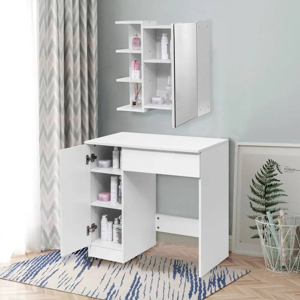Dressing Table with Drawer and 3 Shelves - Vanity Tables - KonnaLiving