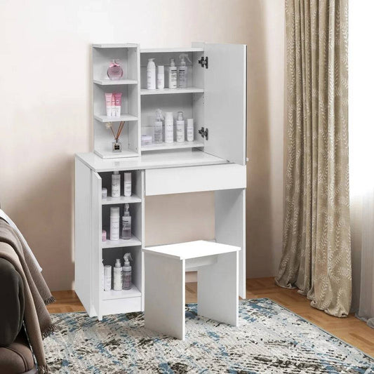 Dressing Table with Drawer and 3 Shelves - Vanity Tables - KonnaLiving