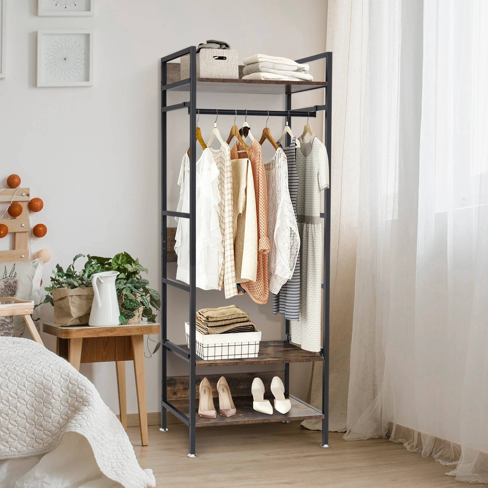 Clothes stand Genevieve with adjustable middle Shelf - Coat Racks - KonnaLiving