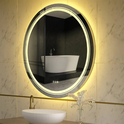 Dual Illuminated Round Bathroom Mirror Theo - Bathroom Mirrors - KonnaLiving