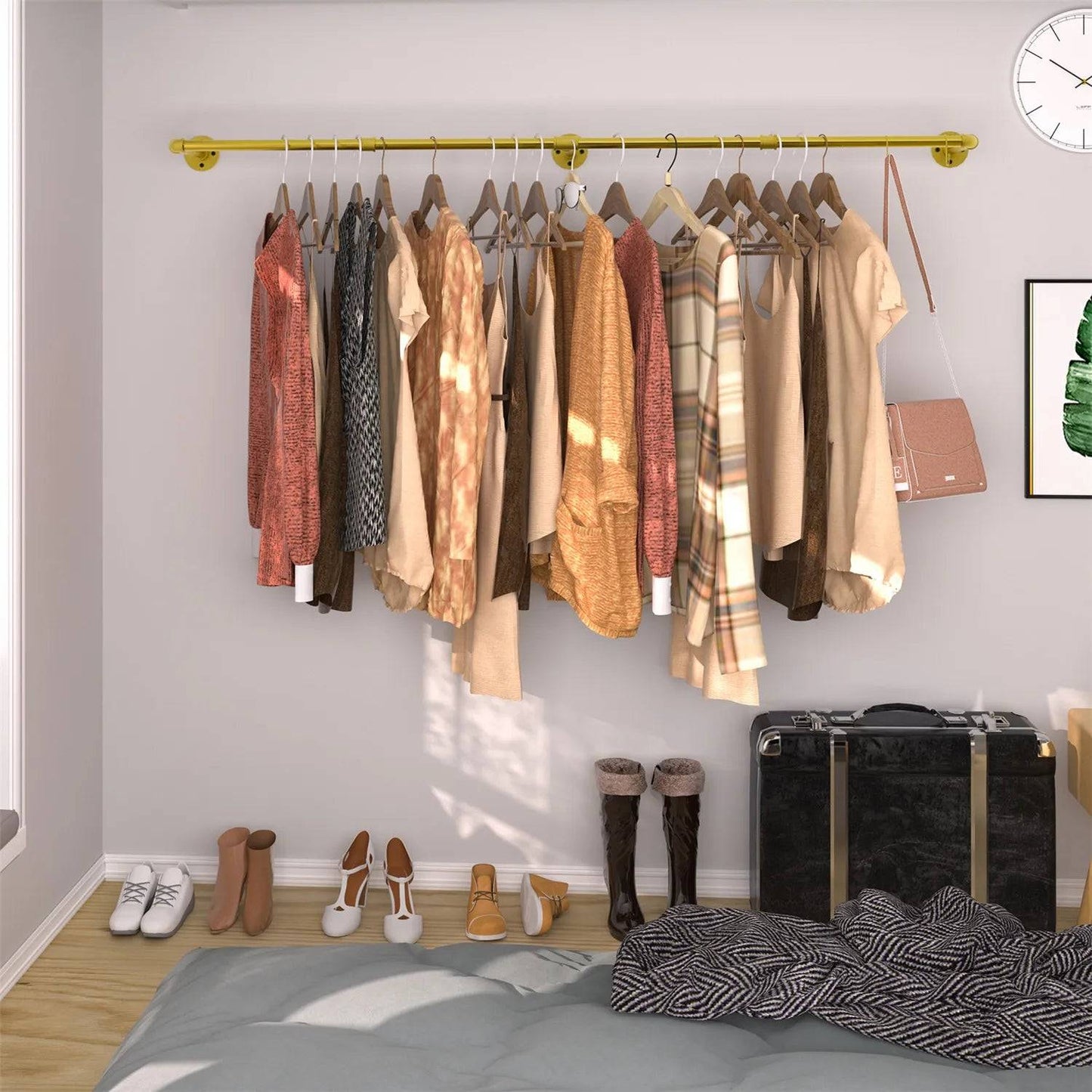 Chic-Industrial Style Wall-Mounted Clothes Rack - Coat Racks - KonnaLiving