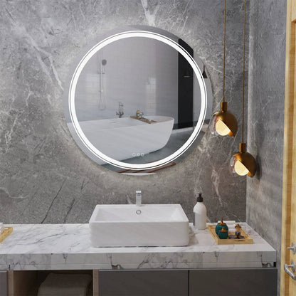 Dual Illuminated Round Bathroom Mirror Theo - Bathroom Mirrors - KonnaLiving
