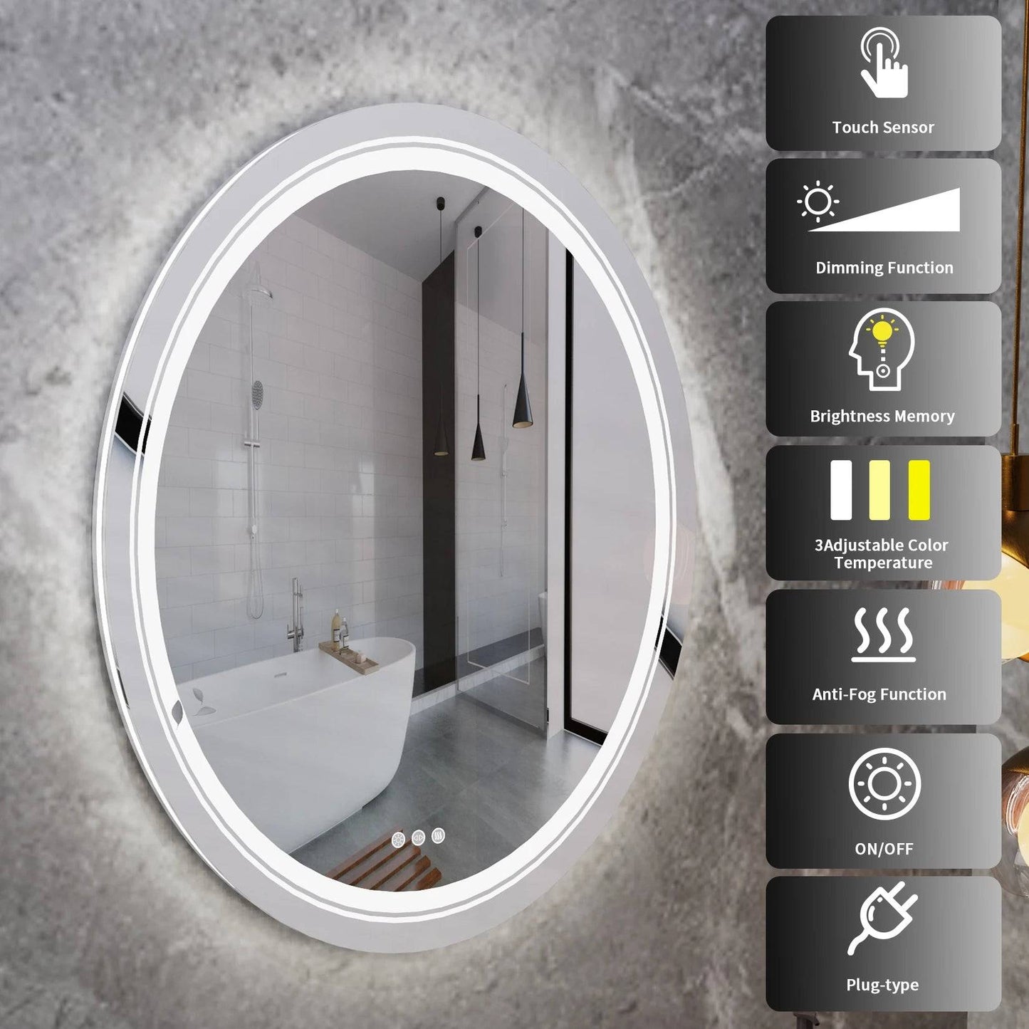 LED Circle Smart Bathroom Mirror Miles - Bathroom Mirrors - KonnaLiving