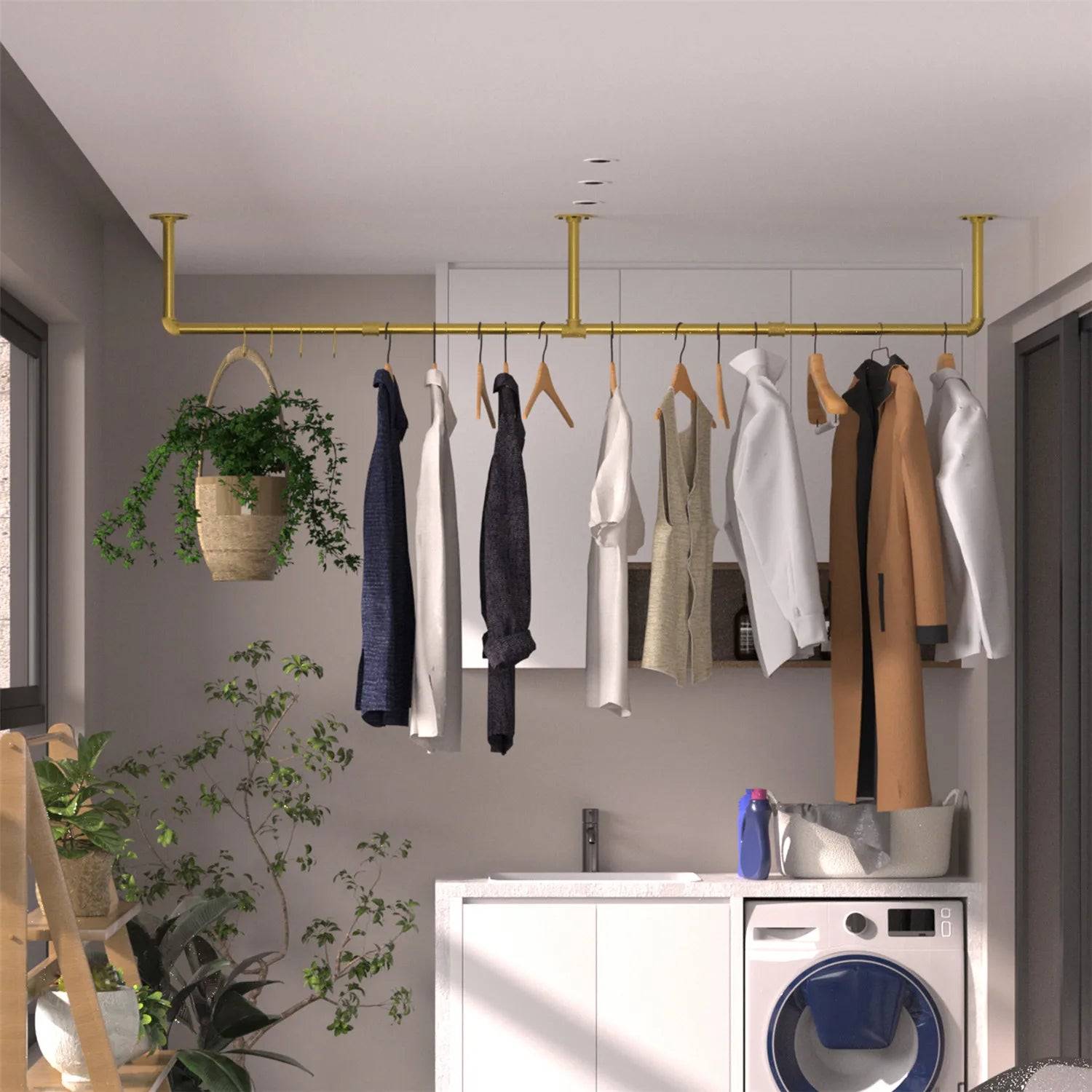Chic-Industrial Style Wall-Mounted Clothes Rack - Coat Racks - KonnaLiving