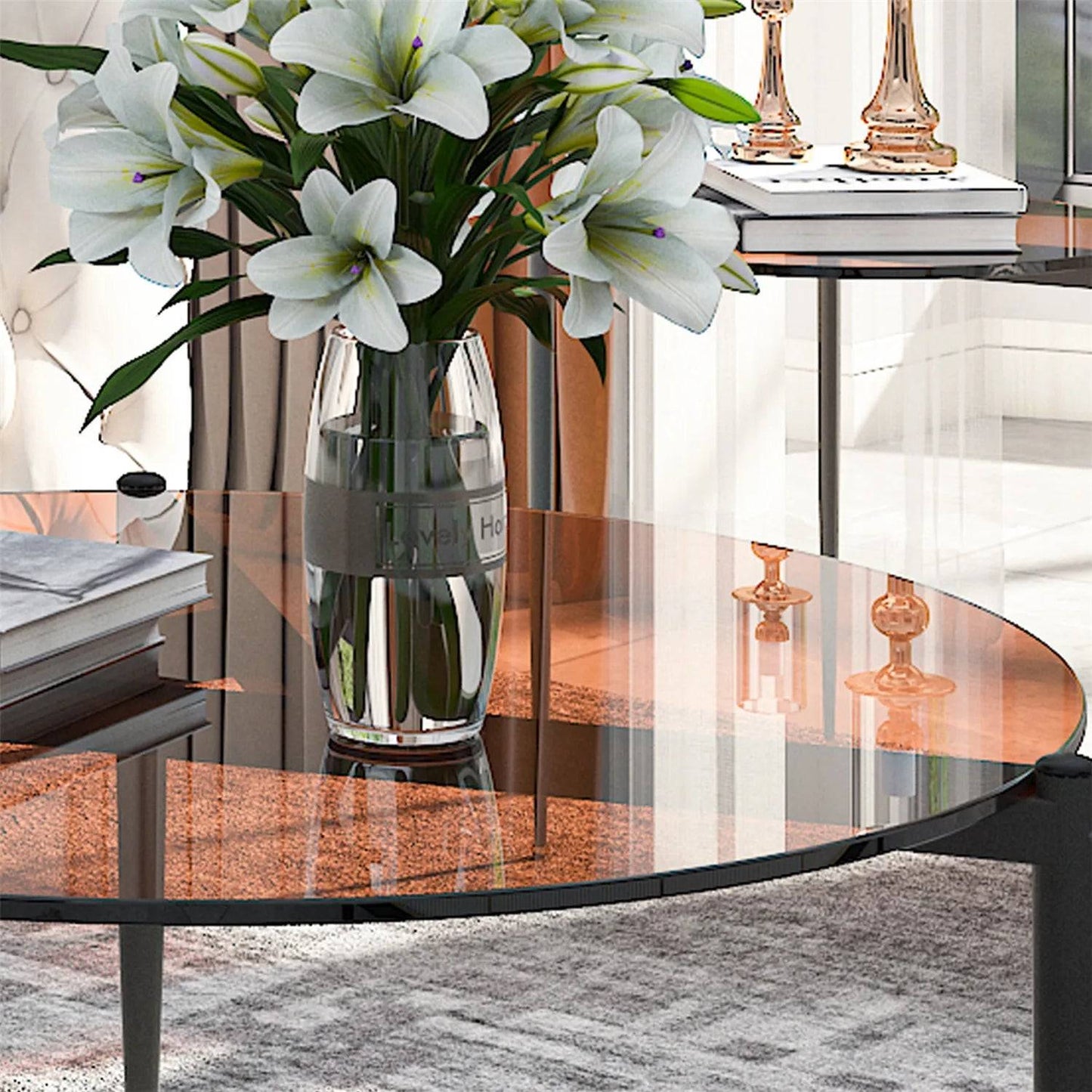 Contemporary Tempered Glass Table Isolde - Coffee Tables - KonnaLiving