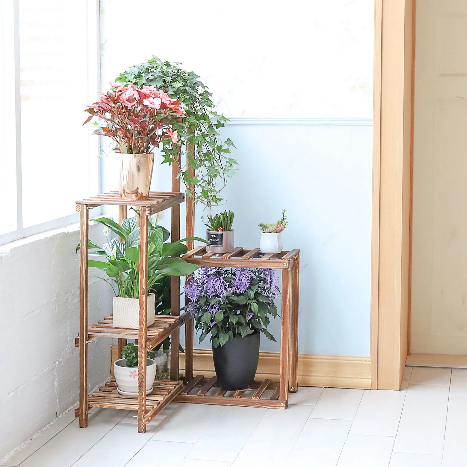 Wooden Flower Pot Stand Delilah - Wood Plant Stands - KonnaLiving