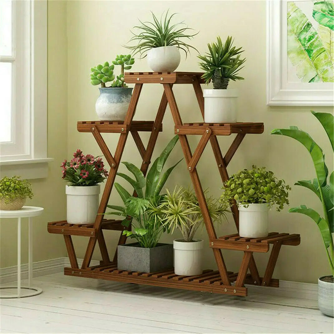 Natural Pine Wood Plant Stand Connor - Wood Plant Stands - KonnaLiving