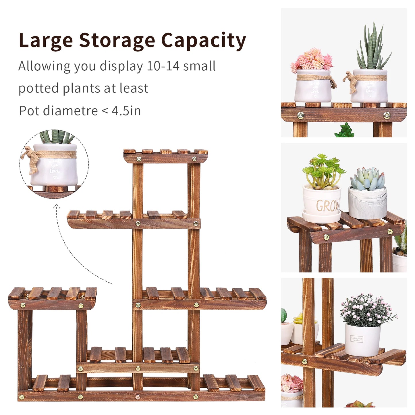 Multi-tiered rack designed Plant stand Julian - Wood Plant Stands - KonnaLiving