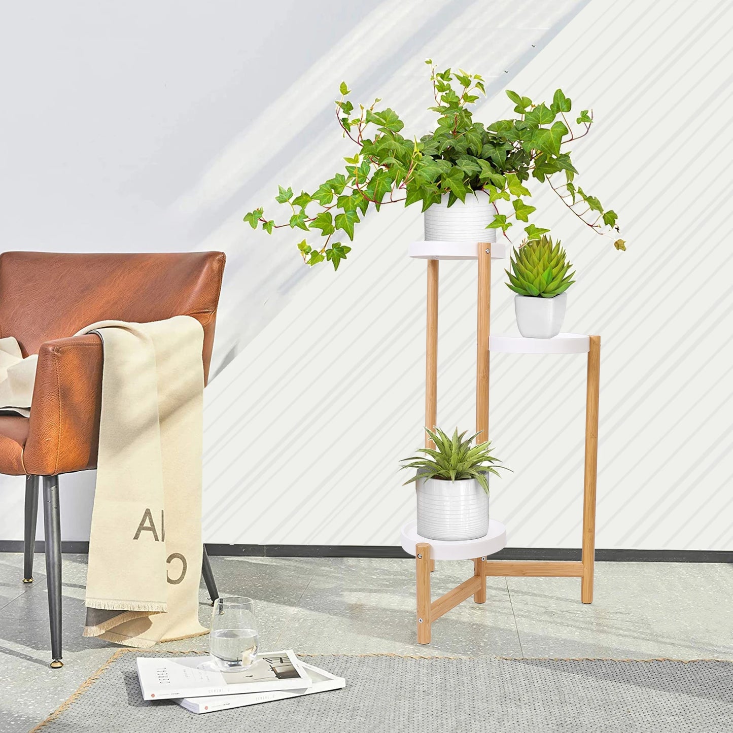 Plant Stand Isla with Anti-slip protection - Bamboo Plant Stands - KonnaLiving