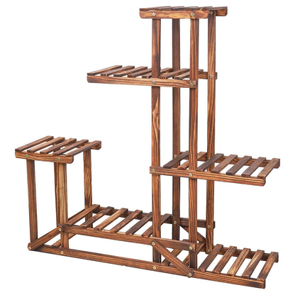 Wooden Six-tiered Planter Display Isabella - Wood Plant Stands - KonnaLiving