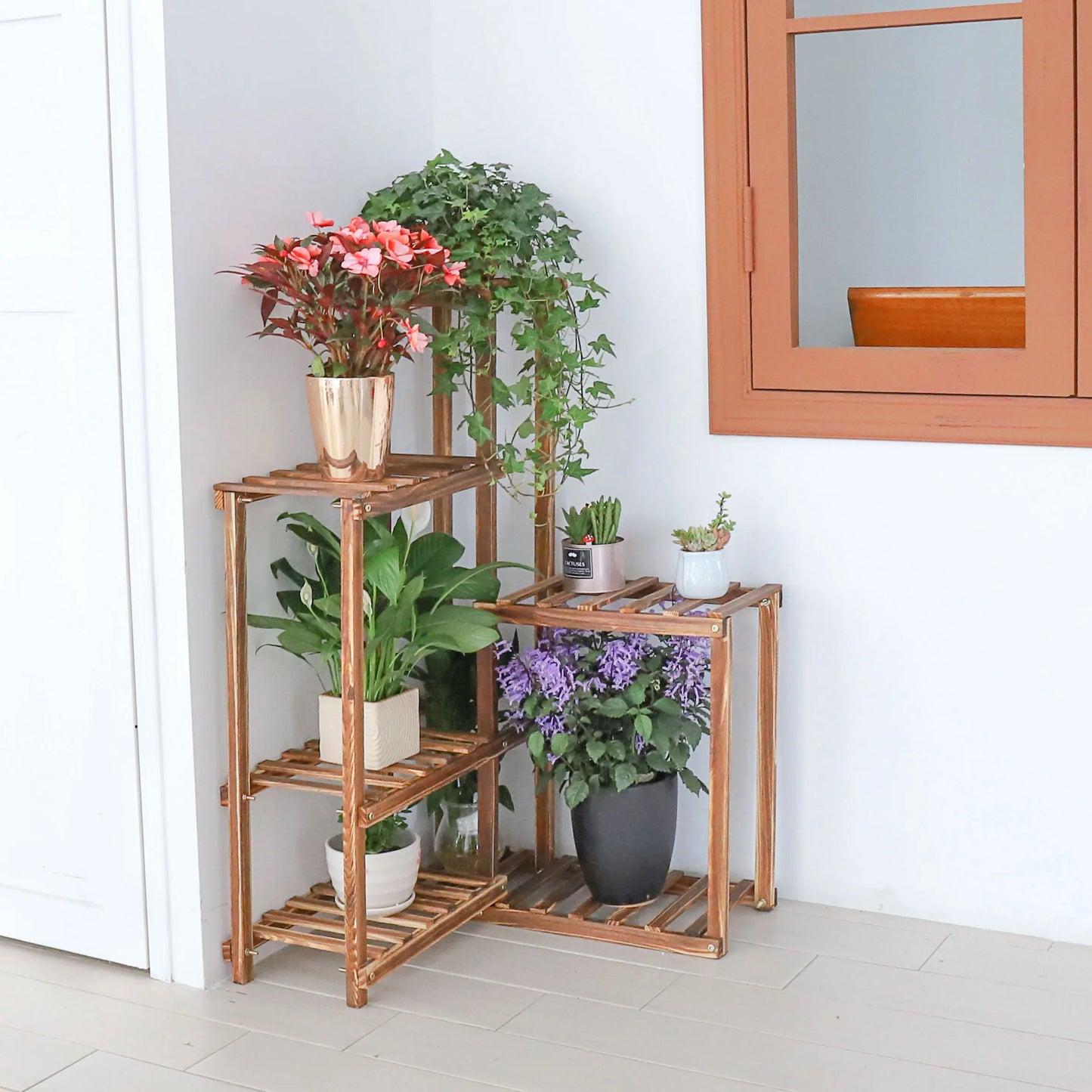 Wooden Flower Pot Stand Delilah - Wood Plant Stands - KonnaLiving