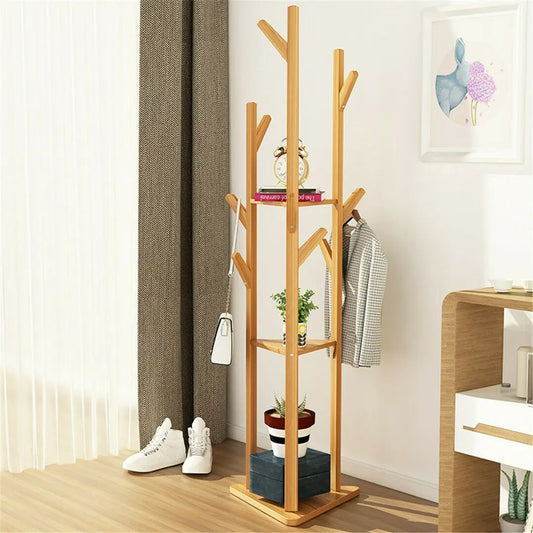 Stylish Natural Bamboo Coat Rack Evangeline - Coat Racks - KonnaLiving