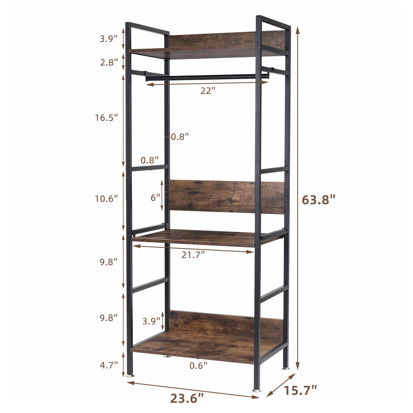 Clothes stand Genevieve with adjustable middle Shelf - Coat Racks - KonnaLiving