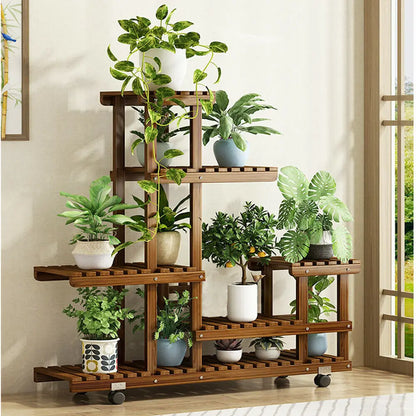 Modern Simple Multi-Storey Wooden Plant Rack Zara - Wood Plant Stands - KonnaLiving