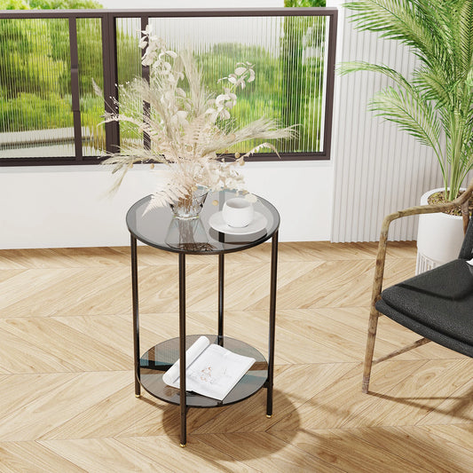 Tempered Grey tinted Glass Side Table Carter - Coffee Tables - KonnaLiving
