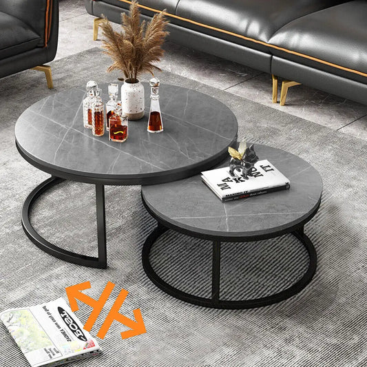 Round grey Coffee Table Elias - Coffee Tables - KonnaLiving
