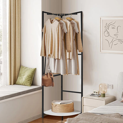 Corner Freestanding Coat Rack With Shelf & Shoe Storage - Coat Racks - KonnaLiving