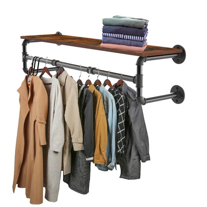 Industrial Pipe Clothes Rack with Shelf Rowan - Coat Racks - KonnaLiving