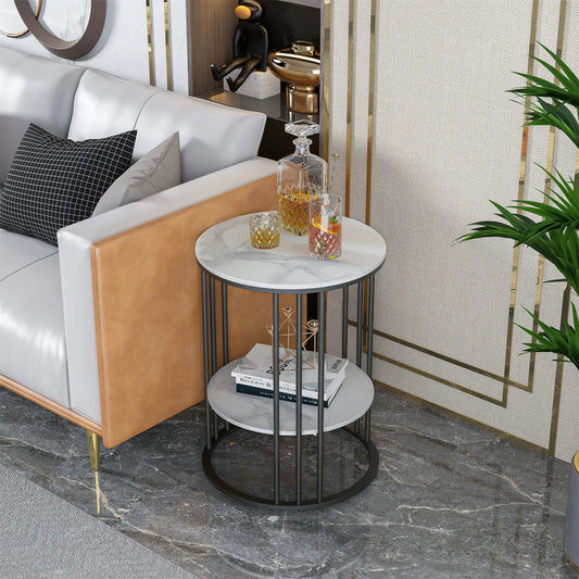 Living room Coffee End Table with Black Metal Frame - Coffee Tables - KonnaLiving