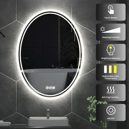 Oval Wall Hanging Bathroom Mirror Delilah - Bathroom Mirrors - KonnaLiving